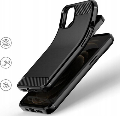 Футрола Armor Carbon за iPhone 14, флексибилен материјал, заштита од паѓање, црна