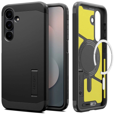 Këllëf telefoni Spigen Tough Armor MagFit, 6.7", me këmbicë mbrapa, i zi