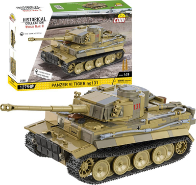 Set ndërtimi COBI PzKpfw VI Tiger 131 2588, shkallë 1:28, mbi 1000 copa, shumëngjyrësh