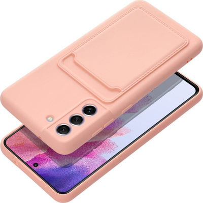 Kallep silikoni Forcell për Samsung S21 FE, me xhep karte mbrapa, rozë