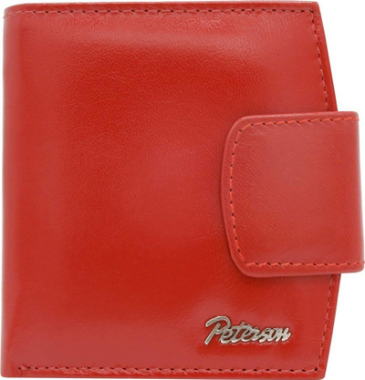 Portofol gocash Peterson, lëkurë natyrale, RFID Blocking, i kuq