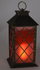 Fener dekorativ LED, 29 cm, me flakë artificiale, i zi