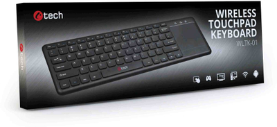 Tastierë C TECH WLTK 01, wireless me touchpad, USB, e zezë