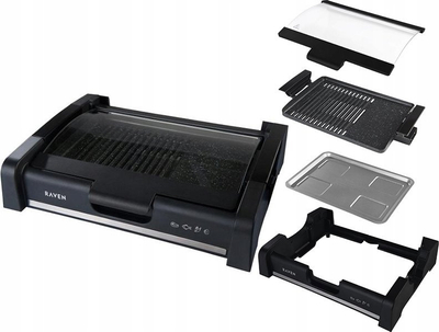Grill elektrik tavoline Raven EGE001N, 1650W, 875 cm², i zi