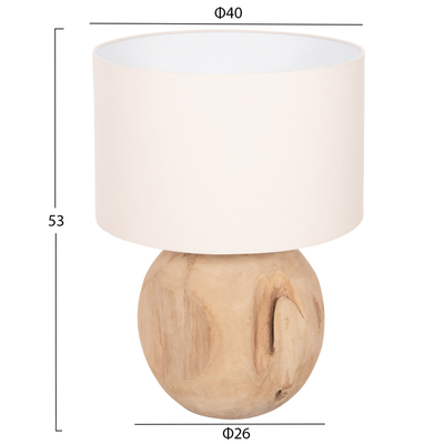 Llambë tavoline ORANYE HM4421, dru tik, abazhur PVC, e bardhë