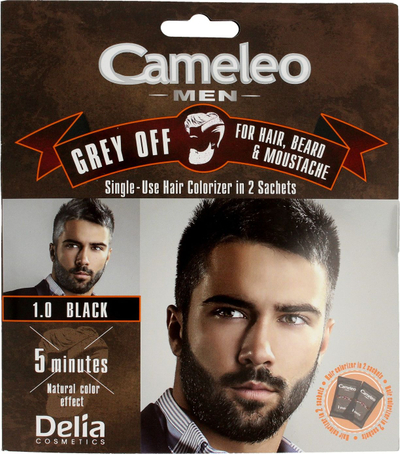 Krem boje për flokë edhe mjekër Delia Cameleo Men 1.0, pa amoniak, 15 ml x2, i zi