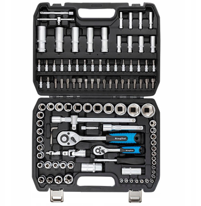 Set veglash KingTul 108 copë, 1/4" dhe 1/2", çelik chrome vanadium