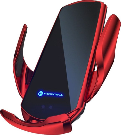 Mbajtës automobilistik ForCell HS1, karikim wireless Qi 15W, me adaptues magnetik, i kuq