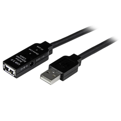 Kabllo USB StarTech (USB2AAEXT25M), 25 m, e zezë