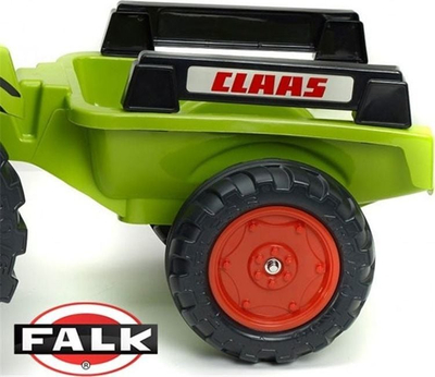 Traktor me pedale Falk Claas Arion 430, me rimorkio, jeshil