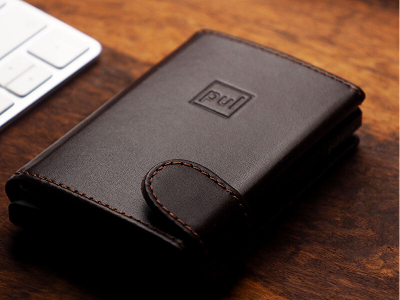 Portofol Pularys Oxford Mini Wallet, mbajtës kartelash, RFID, lëkurë italiane, i zi