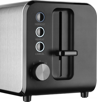 Toaster Amica TM3030, 950W, 2 feta, inox argjendtë e zi