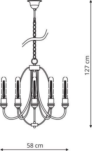 Llambadar Canaria 5 Pendant, 5 llampa, 58 cm, i zi