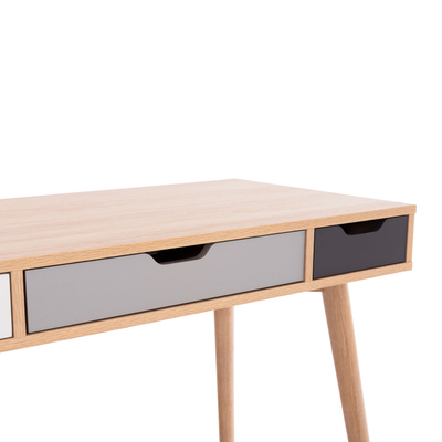 Tavolinë pune Gater Melamine, 110x50x76.5 cm, 3 sirtarë, sonoma me gri dhe të bardhë