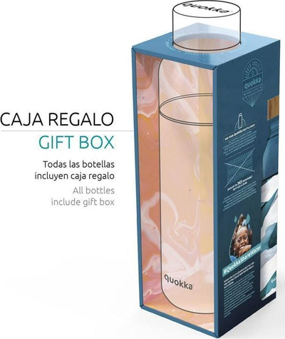 Shishe uji Quokka Flow Pink Botanical Glass, 660ml, qelq borosilikat, rozë salmon