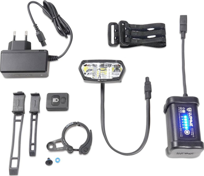 Dritë e përparme biçiklete Lupine SL MiniMax AF, 2400 lumen 260 lux, bateri e jashtme 50Wh, e zezë