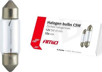Llambë halogjene AMiO c5w festoon 41mm 12v, 10 copë 