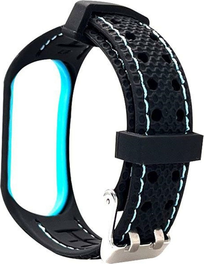 Rrip sportiv silikoni për Xiaomi Mi Band 5/6, me vrima ajrosëse, zi–blu
