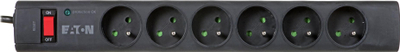 Kabllo vazhduese Eaton 6 FR, priza 6x, 10A, çelës, i zi