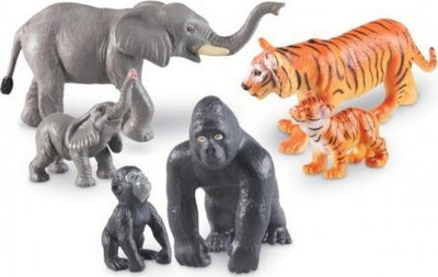 Set lodrash Learning Resources Mommas and Babies Jumbo Jungle Animals, figurina plastike, për kalamaj 3+
