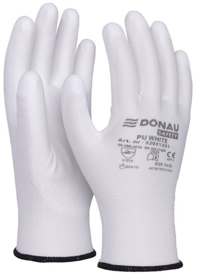 Dorëza pune Donau Safety PU White, kategoria II, madhësia 10, të bardha