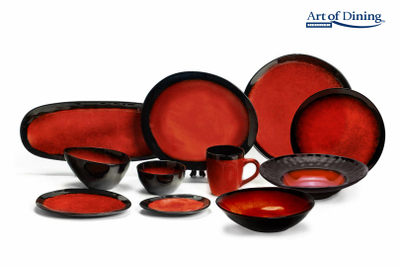 Pjatë ovale qeramike Art Of Dining Vulcano, 28cm, e kuqe