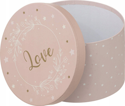 Kuti lodrash Thalie Round Toy Boxes, set 3 copë, karton, rozë