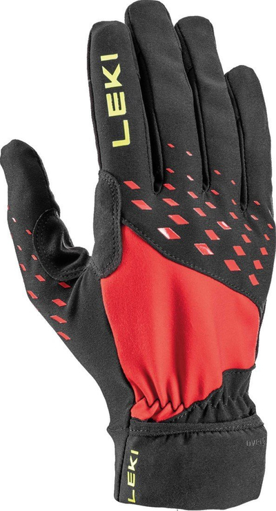 Doreza vrapimi Leki Ultra Trail Storm, MF Touch, për të ftohtë, të zeza me të kuqe