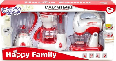 Set lodrash kuzhine Woopie Happy Family, 3-në-1 mikser blender, mbi 3 vjeç, i kuq e i bardhë