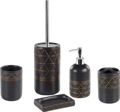 Set aksesorësh banjoje Beliani Lanco, 5 copë, qeramikë, i zi