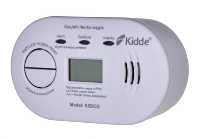 Detektor monoksidi karboni Kidde K5DCO, ekran LCD, jetë 10 vjet