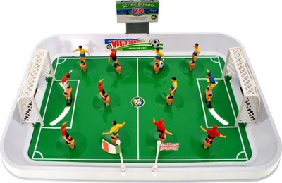 Loja tavoline futbolli Supergame Football, mekanizëm me susta, fushë plastike, shumëngjyrëshe