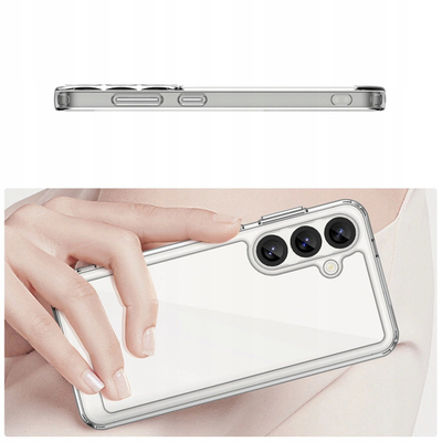 Силиконска маска Outer Space за Samsung Galaxy S25, жолта рамка, проѕирна црна