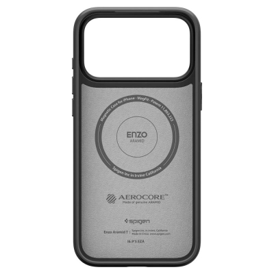 Mbrojtëse telefoni Spigen Enzo Aramid MagFit, fibra aramid, për iPhone, e zezë