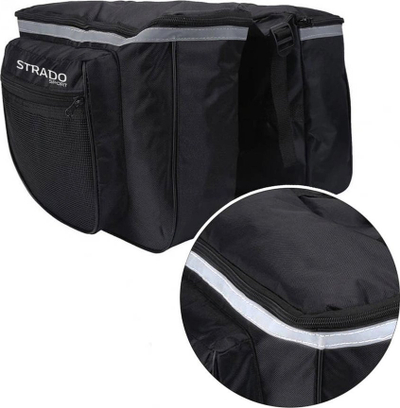 Çantë dyshe bagazhi Strado Double Rear Rack, 25L, e papërshkueshme nga uji, e zezë