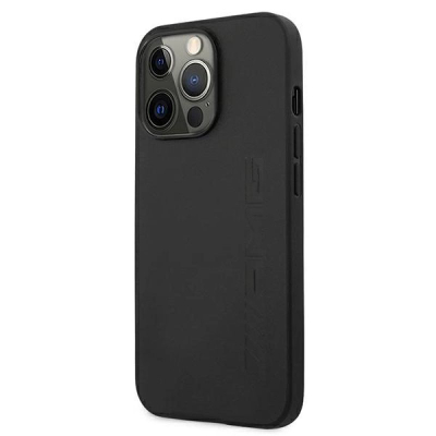 Futrollë telefoni AMG Big Signature Logo, për iPhone 13 Pro 6.1", lëkurë, e zezë