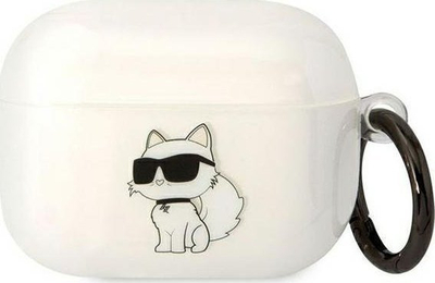 Kapak Karl Lagerfeld Protective Case Choupette për AirPods Pro, gjenerata 1, transparent, i bardhë
