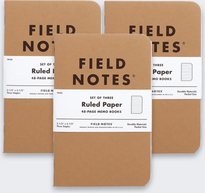 Set bllokë shënimesh Field Notes Kraft 3-Pack, 48 faqe, 3.5" x 5.5", kafe