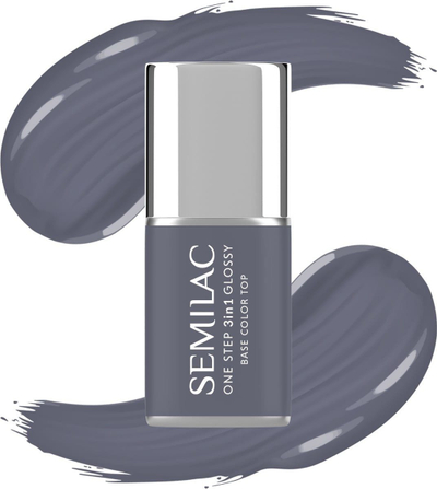 Llak gjysmë i përhershëm Semilac One Step Glossy S185 Stone Grey, 3 në 1, gri gur