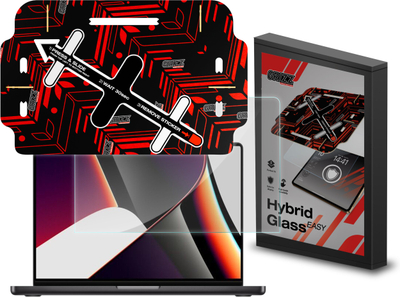 Xham mbrojtës hibrid Grizz HybridGlass Easy për Apple MacBook Pro 16", transparent