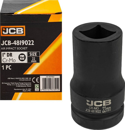 Kokë çelësi goditës JCB 4819022, 1" square, 22mm, çelik i zi