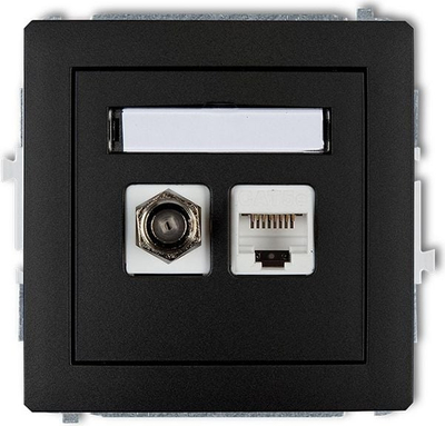 Prizë antene dhe rrjeti Karlik DECO 12DGFK, SAT dhe RJ45 Cat5e, e zezë matt