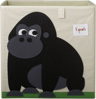 Shportë ruajtjeje fëmijësh 3 Sprouts Gorilla, kub 33cm, pëlhurë, bezhë