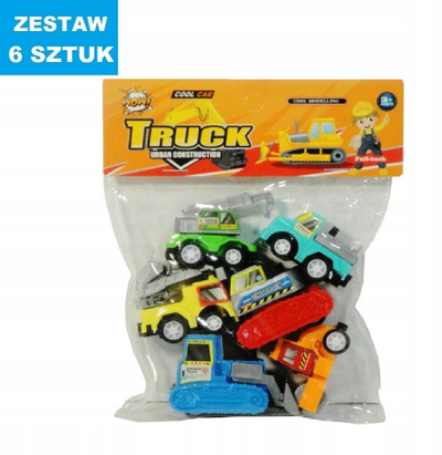 Set lodrash makina ndërtimi Truck, 6 copë, mekanizëm tërheqje mbrapa, shumëngjyrësh