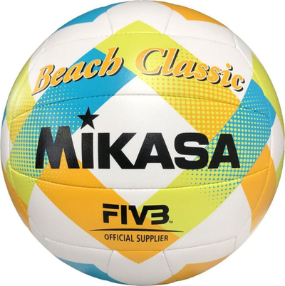 Top volejbolli plazhi Mikasa Beach Classic BV543C-VXA-LG, FIVB Official Supplier, i bardhë verdhë blu