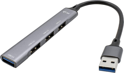Hub USB i-tec Metal, 1x USB 3.0, 3x USB 2.0, gri