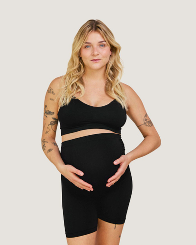 Pantallona të shkurtra shtatzënie Carriwell Maternity Shorts Support, madhësia S, pa qepje, të zeza