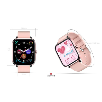 Smartwatch Giewont GW230-1, mat shëndetin, rrip silikoni rozë