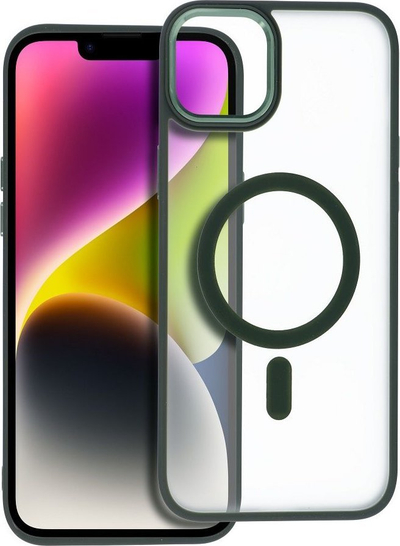 Kapak telefoni MagSafe për iPhone 14 Plus, silikon mat, gjysmë transparent, jeshil
