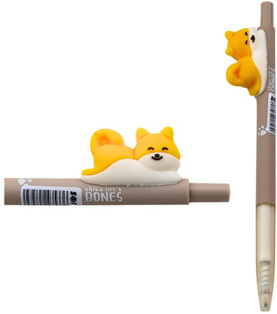 Stilolaps me xhel Shiba Dog, figurë silikoni, majë 0.5mm, bojë e kaltër